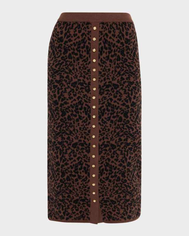 Primrose Knit Leopard Midi Skirt